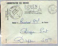 France Lettre Administration Des Douanes Flamme & CAD Rouen Ville Musée 24-07-1965 - Cachet Recette Principale - Lettres & Documents