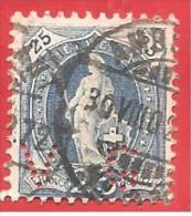 SVIZZERA - SUISSE - USATO - 1905 - Standing Helvetia - RARO PERFIN  V G - 25 CHF - Michel CH 75 - Perfin