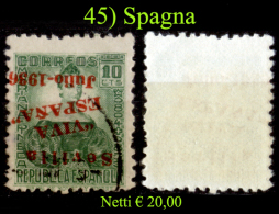 Spagna-045 - 1936 - Y&T N. 4 (o) Used - SOPRASTAMPA CAPOVOLTA - - Nationalist Issues