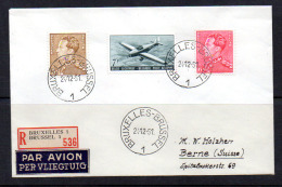Recommandé De Bruxelles Vers Berne, Léopold III, Avion Typsy, Vignette Sanatorium De Château Born - Storia Postale
