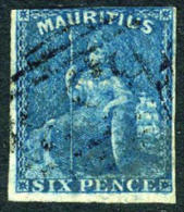 Mauritius #18 Used 6p Blue ´Britannia´ From 1859 - Mauritius (...-1967)