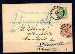 Carte Postale D’Anvers Vers Dusseldorf, Cote 25 € - 1869-1888 Lion Couché