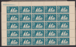 St Pierre Et Miquelon 1942 MNH Sc 304 Complete Sheet Of 50 40c St. Malo Fishing Schooner - Blocs-feuillets