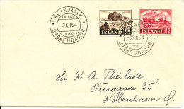 Iceland FDC 3-12-1954 People Business Set Of 2 Sent To Denmark - FDC