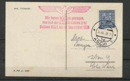 Germany In Occupied Czechoslovakia 1938 Postal Card Single Usage - Briefe U. Dokumente