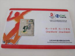 China Netcom Special Phonecard,Olympic 2008,with Stamp Shade Block Made Of Silver,Beach Volleyball,mint Silver Oxidation - Timbres & Monnaies