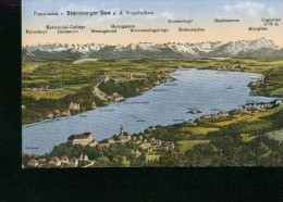 Litho Panorama Vom Starnberger See Aus Der Vogelschau Berge Ort Um 1905 - Starnberg