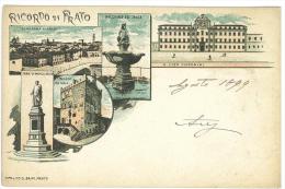 CARTOLINA -  RICORDO DI PRATO  - VARI SCORCI PANORAMICI   -  VIAGGIATA NEL 1899 - Prato