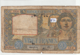 Billets - B891 - France    - Billet 2  Francs 1941 ( Type, Nature, Valeur, état... Voir 2scans) - 20 F 1939-1942 ''Science Et Travail''