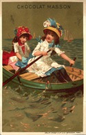 Paris, Chocolat Masson, Jolie Chromo Dorée Lith. Vallet Minot, Enfants, En Mer, At Sea - Sonstige & Ohne Zuordnung