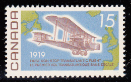 Canada MNH Scott #494 15c Vickers Vimy Over Atlantic Ocean - Alcock-Brown Flight - Unused Stamps