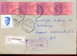 Omslag Enveloppe Aangetekend Oostakker 799  - 1988 - Covers