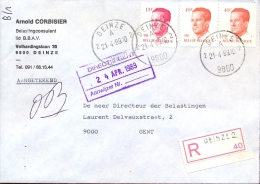 Omslag Enveloppe Aangetekend Deinze 2  - 40 - 1989 - Enveloppes