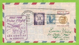 STATI UNITI  USA POSTA POLARE  BUSTA PRIMO VOLO POLARE TWA LOS ANGELES LONDON 29 - 9 - 1957 - Storia Postale
