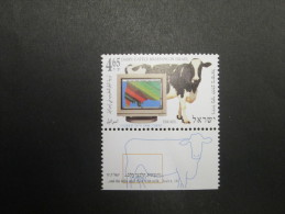 ISRAEL 1996 DAIRY CATTLE BREEDING  MINT TAB  STAMP - Unused Stamps (with Tabs)