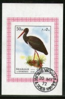 Sharjah - UAE 1972 Stork Birds Animals Fauna M/s Cancelled # 4001 - Storks & Long-legged Wading Birds