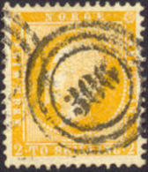 Norway #2 XF Used 2s Yellow King Oscar I From 1857 - Gebruikt