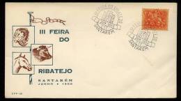 Portugal 1956 Cover Postmark FEIRA DO RIBATEJO SANTARREM Animals - Cartas & Documentos
