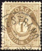 Norway #22 XF Used 1o Drab Post Horn From 1877 - Oblitérés