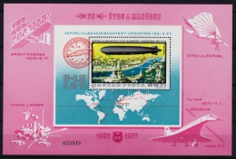 ZEPPELIN In Budapest - 25th Anniv. Federation Of Hungarian Philatelists - 1977 Hungary - Commemorative Sheet - Zeppelins