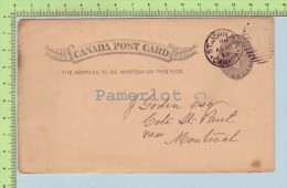 1 Cent 1893 Entier Postal, Killer With A "1" Cover St-John N.B. 1893  To  Cote St-Paul P. Quebec 2 Scans - 1860-1899 Regno Di Victoria