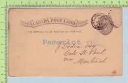 1 Cent 1893 Entier Postal, Killer With A "1" Cover St-John N.B. 1893  To  Cote St-Paul P. Quebec 2 Scans - 1860-1899 Reinado De Victoria