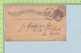1 Cent 1891 Entier Postal Cancellation Double, Petite Carte Expédié à Cote St-Paul P. Quebec 2 Scans - 1860-1899 Reign Of Victoria
