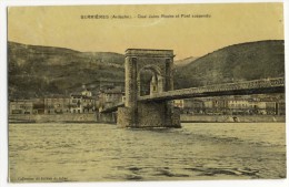 SERRIERES - Quai Jules Roche Et Pont Suspendu . Belle Carte Toilée Couleur. - Serrières