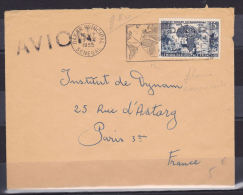 AOF LETTRE AVEC N° 53 12F BLEU CINQUANTENAIRE DU ROTARY INTERNATIONAL PAR AVION CACHET DAKAR DU 9.4.1955 - Covers & Documents