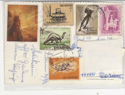 PO0127C# S.MARINO  - AFFRANCATURA MISTA OLIMPIADI - DINOSAURI - LOCOMOTIVE  VG 1970 - Briefe U. Dokumente