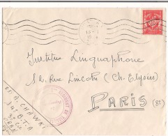 Lettre F.M Algérie Oran 1954 2éme Régiment De Tirailleurs Destination Paris 8éme - Oorlog In Algerije