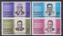1967 Samoa I Sisifo, 5 Years Independence 4v. , Ministers, MI 146/149   MNH - Samoa (Staat)