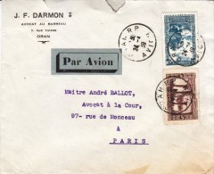 LETTRE D´Oran Pour Paris Du 24 Mars 1939 Avec CàD Oran RP Avion -  FRANCO DE PORT - Covers & Documents