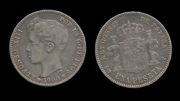 ESPAGNE . ALPHONSE XIII . 1 PESETAS . 1900 . - Primeras Acuñaciones