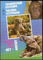 Tallinn Zoo 50 Anniversary Tiger Monkey Elephant USSR 1989 Postal Stationary Card - Tigers