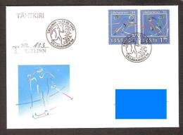 Estonia 1994 Postmark "R" 12.02. Oppening Olympic Games In Lillehammer SB Skiing Gone Post REGISTERED - Invierno 1994: Lillehammer