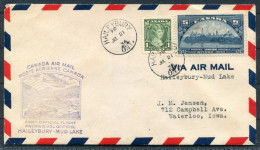 1936 Canada Haileybury - Mud Lake First Flight Cover - Premiers Vols