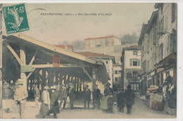 38 )) BEAUREPAIRE   Rue Gambetta Et La Halle   ANIMEE   Colorisée  ** - Beaurepaire