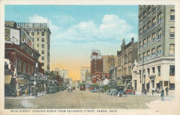 Akron, Main Street Looking North From Exchange Street - Akron