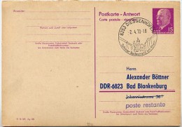 DDR P74A Postkarte ZUDRUCK BÖTTNER #2 Sost. SIEGELTURM DIESSENHOFEN Schweiz 1970 - Cartes Postales Privées - Oblitérées
