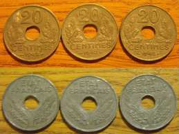 Lot De  3 X VINGT CENTIMES Zinc 1942 - Other & Unclassified