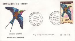 CONGO PA 49 FDC Oiseau Bird Vogel : Coracias Caudatus  N°379/2000 - FDC