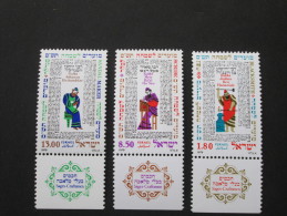ISRAEL 1979 NEW YEAR FESTIVALS MINT TAB STAMPS - Unused Stamps (with Tabs)