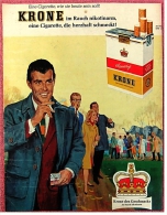 Reklame Werbeanzeige  ,  KRONE Cigaretten  ,  Eine Cigarette, Die Herzhaft Schmeckt !  -  Von 1965 - Altri & Non Classificati