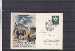 Fleurs - Châteaux - Journée Du Timbre - Suisse - Carte Postale Illustrée De 1946 - Oblitération Sion - Storia Postale
