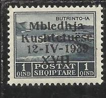 ALBANIA 1939 ASSEMBLEA COSTITUENTE 1 Q MNH - Albania