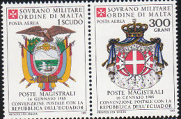 SMOM 1985 POSTA AEREA CONVENZIONE POSTALE ECUADOR - Sovrano Militare Ordine Di Malta