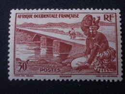 A . O . F .   *  *    De  1947    "   Chaussée Submersible à Bamako - Soudan  "      N° 25       1 Val . - Ongebruikt