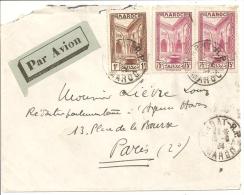 N°Y&T 143+142X2  RABAT Vers  PARIS  Le   16 MARS1934 - Storia Postale