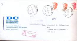 Omslag Enveloppe Aangetekend  Stempel De Pinte - Pub Reclame DC Boekhandel 1987 - Briefe